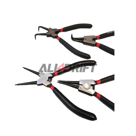 Sicherungsringzangen-Satz - 2 x gebogen / 2 x gerade (Seegerringe)