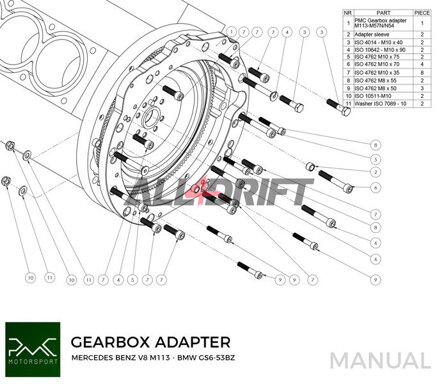 PMC Adapter für Mercedes-Benz M112 M113 Motor und BMW M57N / M57N2 GS6-53DZ / N54 GS6-53BZ / N52 N53 GS6-37BZ Getriebe