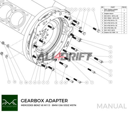 PMC Adapter für Mercedes-Benz M112 M113 Motor und BMW M57N / M57N2 GS6-53DZ / N54 GS6-53BZ / N52 N53 GS6-37BZ Getriebe