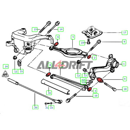 Polyuretanové silentbloky zadního podelného ramene BMW E36/E46