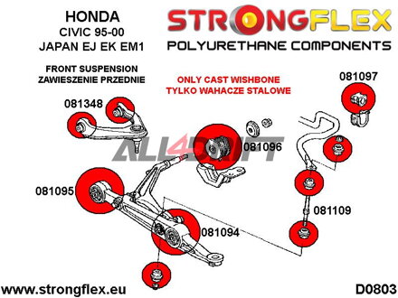 081095A Vorderer Querlenker - Inneres SPORT Gummilager - Acura III (93-01) DB6/7/8/9 / DC1/4