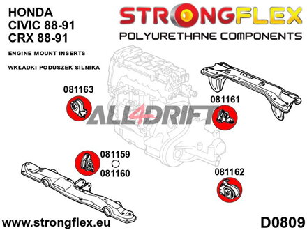 081162B Motorlager-Einsätze linke Seite Honda Civic / CRX / Concerto