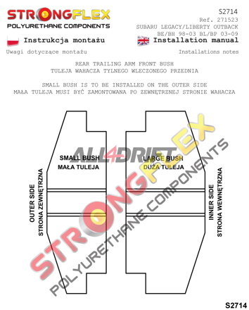 271523B Vorderer Längslenker Hinterachse - Subaru Legacy III / Outback II (98-03) BE BH BT