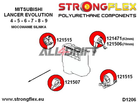126144A: Komplettes SPORT-Achslagerbuchsen-Kit - Mitsubishi VII / VIII / IX (01-07)