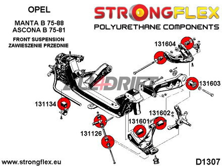 136157A Komplettsatz Polyurethan-Fahrwerksbuchsen SPORT Opel Ascona / Manta