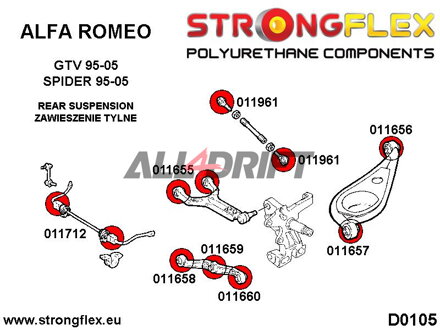 011660B: Äußere Polyurethan-Buchse für unteren Schwingarm hinten - Alfa Romeo GTV (95-05) Typ 916
