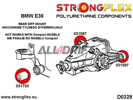 031750B Vorderes Polyurethan-Lager Hinterachs-Differential BMW E36