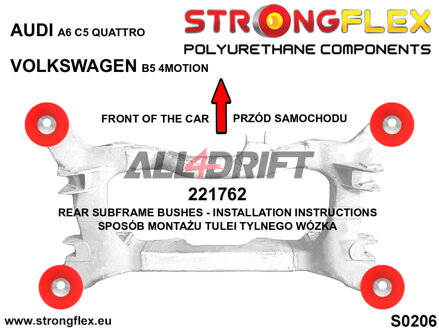 221762A Polyurethan-Buchse für Achsträger SPORT Audi / VW