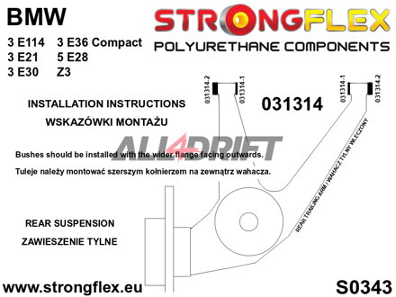 036098A Komplettes Polyurethan SPORT Achslagerbuchsen-Set - BMW I (75-82) E21