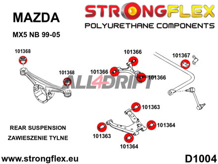 101367A Hinterachs-Stabilisatorlager SPORT - Mazda I (89-98) NA
