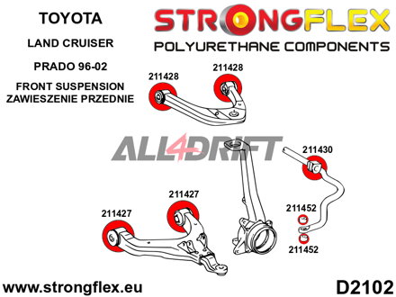 211427A Polyurethan-Buchse für Vordere Querlenker unten SPORT Toyota 4Runner / Land Cruiser