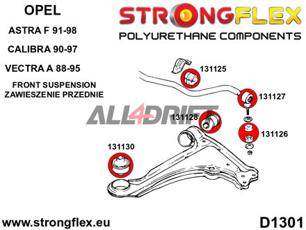 136025A Komplettes SPORT-Fahrwerksbuchsen-Set - Opel / Vauxhall F (91-98)