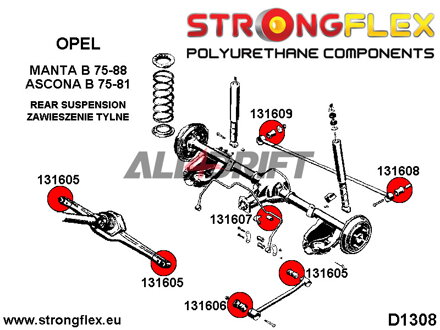 131609B Lagerung für hinteren Panhardstab - zur Fahrgestellaufhängung Opel Ascona / GT / Manta