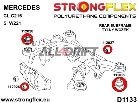 112026A Polyurethanbuchse Hinterachs-Differential – vorne SPORT - Mercedes C216 RWD