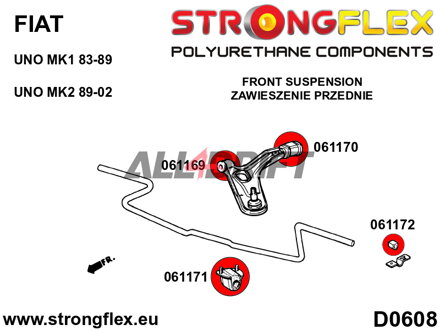 061171A Innere Stabilisator Gummibuchse SPORT - Fiat Uno MK1/MK2/Turbo (83-02)