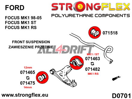 071463A: Hintere Querlenkerbuchse 57mm SPORT - Ford MK1 (98-05)