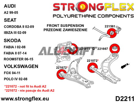 221667A Hintere Querlenkerbuchse SPORT Audi / VW / Škoda