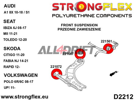 221561A Vorderachs-Stabilisator Gummilager SPORT Audi / VW / Škoda