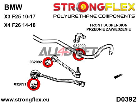 036101B Polyurethan-Buchsen Satz Vorderachse BMW X3 / X4