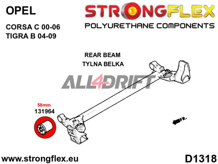 136226B Satz Vorderachs- und Hinterachsträger Gummilager SPORT Opel Corsa / Tigra