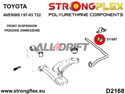 211687A: Vorderer/hinterer Stabilisatorlager SPORT - Toyota III (99-07) W30