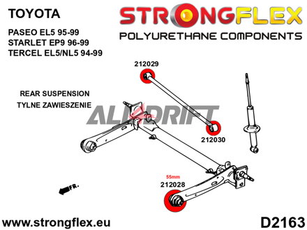 216282A SPORT-Buchsen-Satz für die Vorderachse und den Hinterachsträger Toyota Paseo / Starlet / Tercel