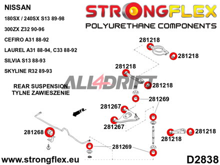 281268A Hinterachs-Stabilisatorbuchse SPORT - Nissan II (90-96) Z32