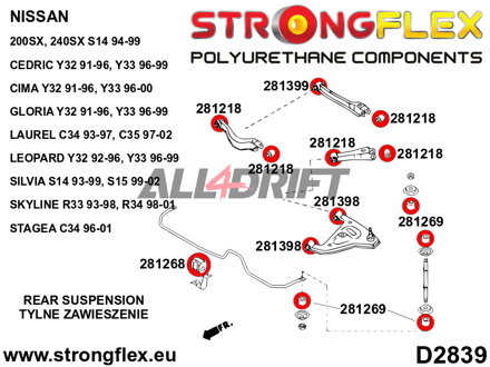 281398A Gummilager Hinterachslenker SPORT - Nissan VI (94-99) S14