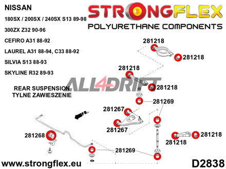 286084A Komplettes SPORT-Achs-Buchsen-Set - Nissan V (88-98) S13