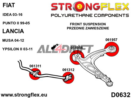 061312A SPORT Polyurethanbuchse für Stabilisator-Ende Fiat / Lancia