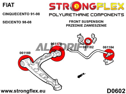 066074A Komplettes SPORT Achslagerbuchsen-Kit Fiat Cinquecento / Seicento