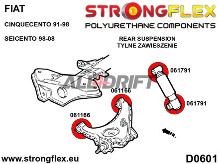066074A Komplettes SPORT Achslagerbuchsen-Kit Fiat Cinquecento / Seicento