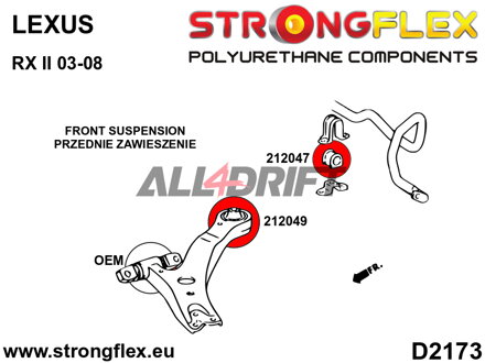 212047A Sport Hinterachs-Stabilisator Buchse - Lexus II (03-09)