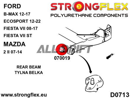 076165B Polyurethan-Buchsen Satz Vorderachse und Hinterachsträger Ford / Mazda