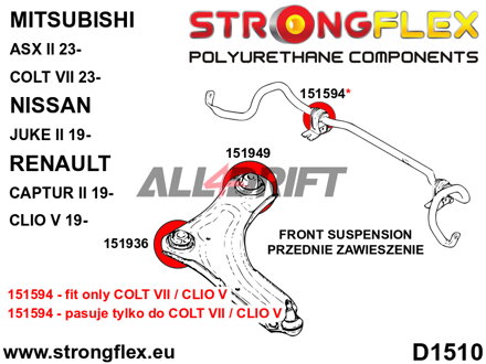 156090B Vorderachs-Buchsen-Satz - Renault V / V RS (19-)
