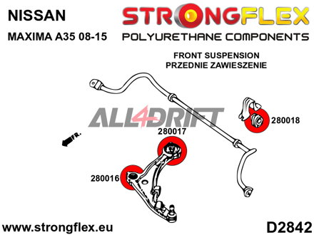 280017A Hintere Querlenkerbuchse SPORT - Nissan VII (09-15) A35