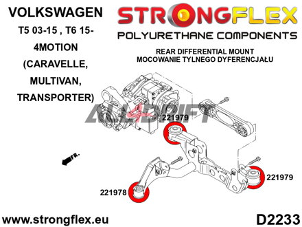 221979A Lagerbuchse Hinterachsdifferential 4Motion – hinten SPORT - Volkswagen T5 (03-15) Caravelle, Multivan, Transporter