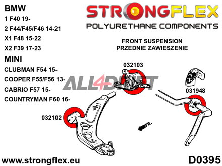 036113A Komplettes SPORT Polyurethan-Achslager-Set BMW / Mini