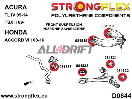081819A Polyurethan Buchse für oberen Querlenker SPORT - Acura III (03-08) UA6 / UA7