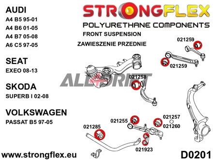026278A SPORT-Buchsen-Satz für Vorderachse und hintere Schwingarmlagerung Audi