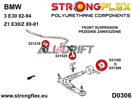 036121A Komplettes SPORT Polyurethan-Achslagerbuchsen-Set BMW Z1