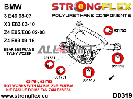 031413A Vorderes SPORT Achsträger Gummilager BMW E46 / X3 / Z4