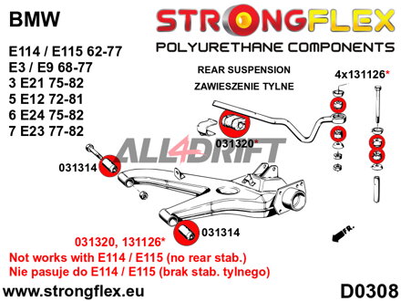 036126A SPORT-Buchsen-Satz für die Hinterachse BMW E3 / E9 / E12 / E24