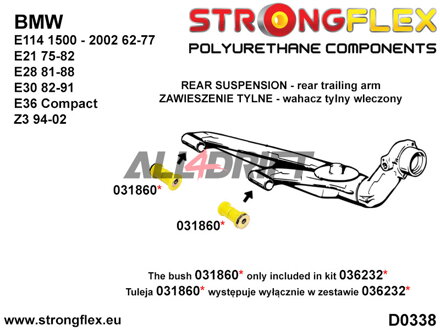 036098A Komplettes Polyurethan SPORT Achslagerbuchsen-Set - BMW I (75-82) E21