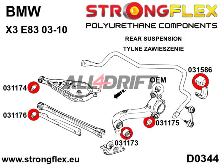 036246B Komplettes Polyurethan-Buchsen-Set für BMW X3 E83 Achsen