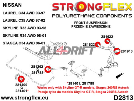 281401B Uložení předního stabilizátoru GT-R - Nissan R32 (89-94) AWD