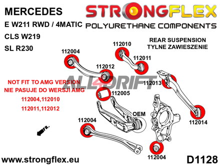 116259A SPORT-Buchsen Satz für die Hinterradaufhängung - Mercedes W211 RWD