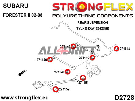 271148B Hinterachs-Stabilisator Gummilager - Subaru I (97-02) SF