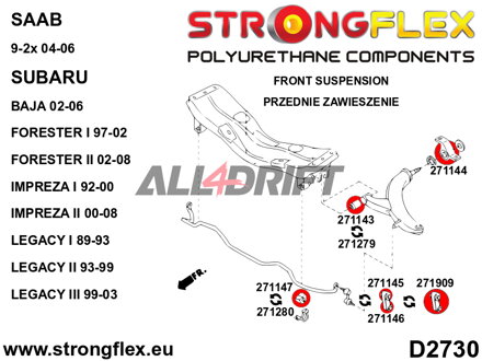 271144A Vorderer Querlenker - Hintere SPORT-Buchse - Saab 9-2X (04-06)
