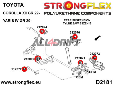 216296A Komplettes SPORT-Achslagerbuchsen-Kit Toyota Yaris / Yaris Verso